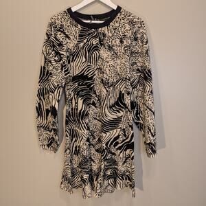 By Anthropologie Sweater Dress Bold Sleeve Flare Skirt Smart Casual - Size M